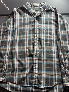 Vintage Flying Scotsman Mens XL Plaid Button Down Shirt USA Duck Logo